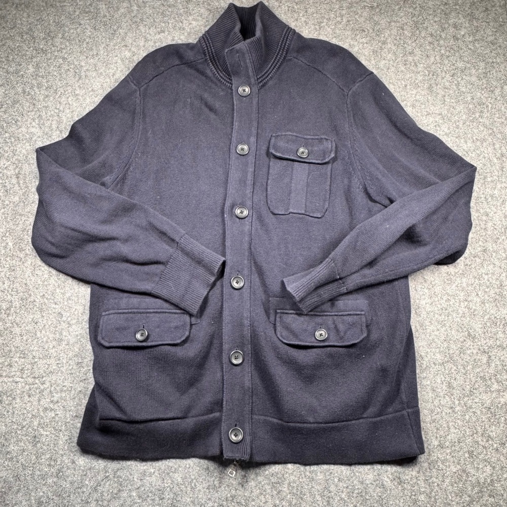 Banana‎ Republic Mens Navy Explorer Jacket Cotton Knit Full Zip Cardigan Large